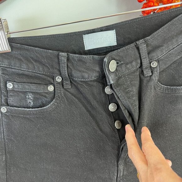 Boyish THE MIKEY High Waist Wide Leg Jeans Sz 26 in BLACK BEAUTY - Picture 5 of 11